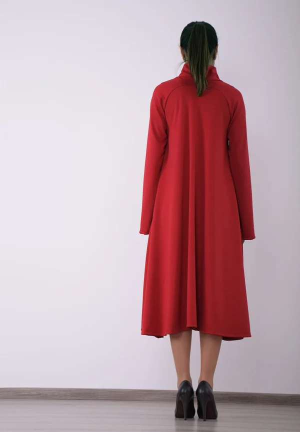 Red & Beautiful: Long-Sleeved Knee Length - Image 2