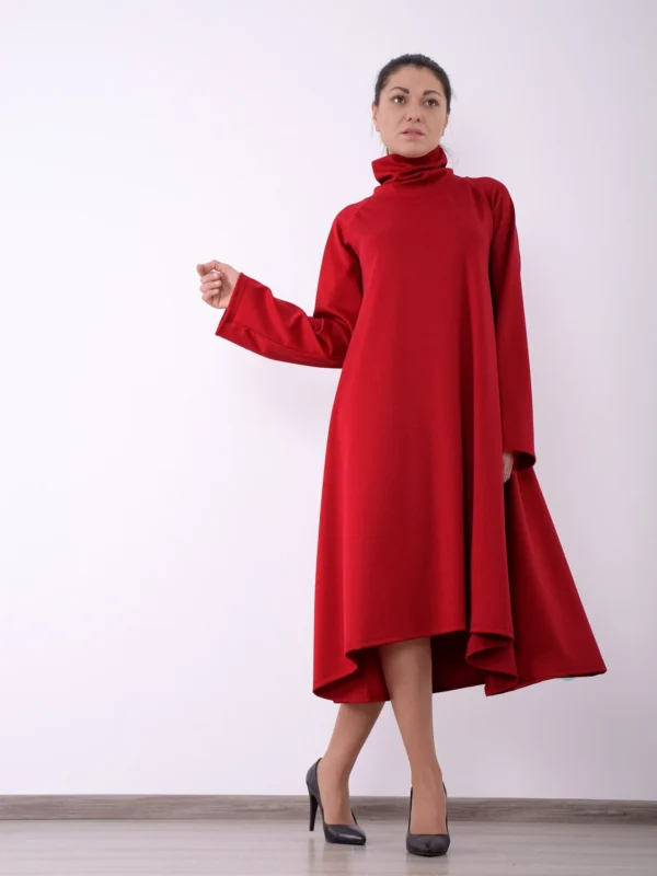 Red & Beautiful: Long-Sleeved Knee Length