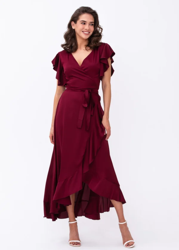 Burgundy silk wrap perfect dress