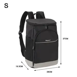 Black backpack featuring an insulated compartment and adjustable shoulder straps.